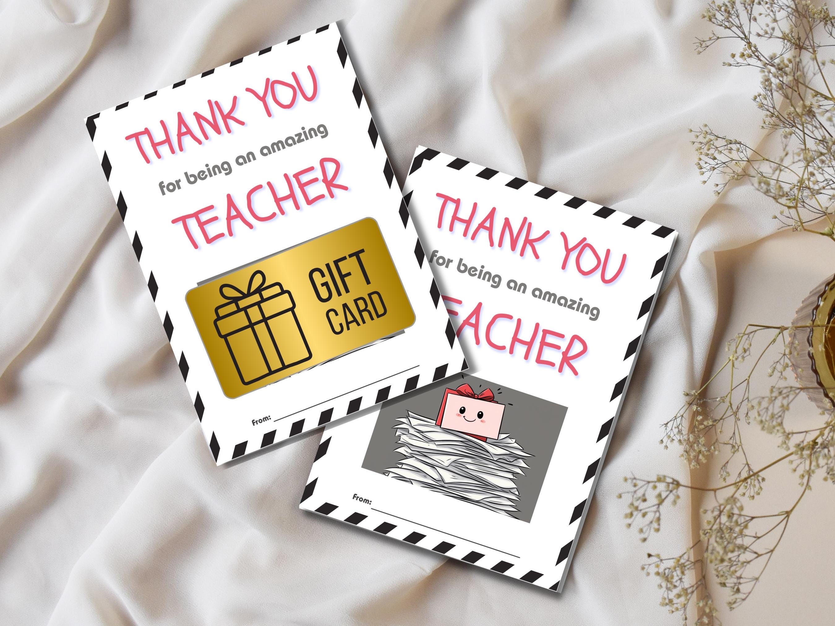 End of Year Teacher Gift Card Holder, Printable Thank You Note, Last day of School, Teacher Appreciation Note Card