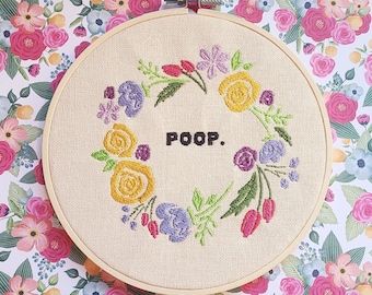 Poop Embroidery Hoop, Funny Embroidery, Bathroom Embroidery Art, bathroom wall art, bathroom decor,