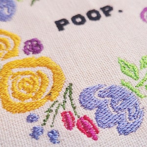Poop Embroidery Hoop, Funny Embroidery, Bathroom Embroidery Art, bathroom wall art, bathroom decor, image 3