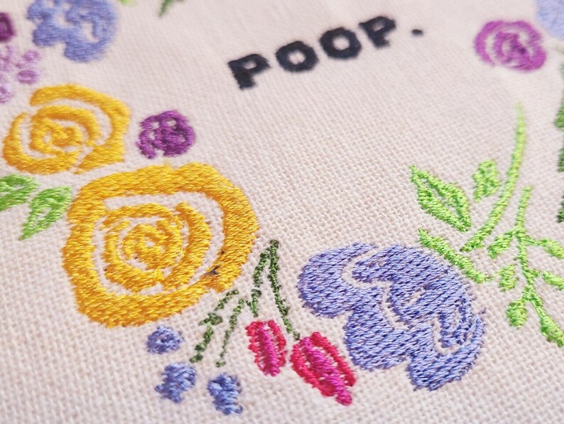 Poop Embroidery Hoop, Funny Embroidery, Bathroom Embroidery Art, bathroom wall art, bathroom decor, image 3