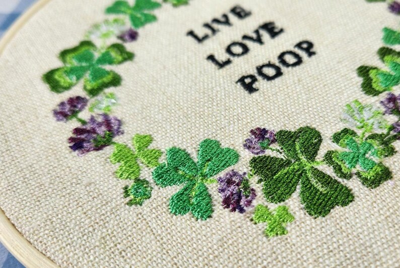 Live, Love, Poop Embroidery Hoop, Bathroom Embroidery, Funny Bathroom Art, Poop art, Bathroom Art, Funny Bathroom Sign, Bathroom Embroidery image 3