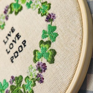 Live, Love, Poop Embroidery Hoop, Bathroom Embroidery, Funny Bathroom Art, Poop art, Bathroom Art, Funny Bathroom Sign, Bathroom Embroidery image 4