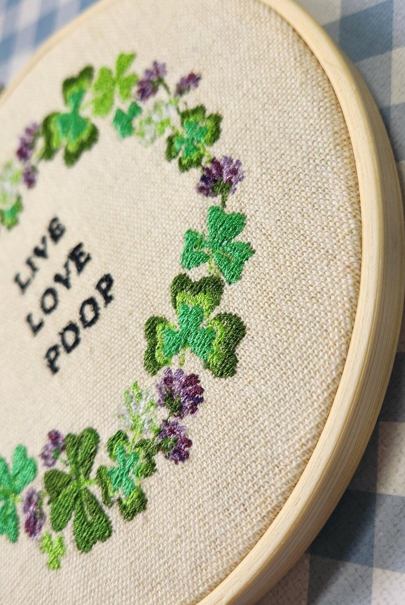 Live, Love, Poop Embroidery Hoop, Bathroom Embroidery, Funny Bathroom Art, Poop art, Bathroom Art, Funny Bathroom Sign, Bathroom Embroidery image 4