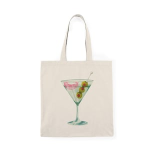 Sac fourre-tout artistique vibrant pour fille patron en verre à martini, sac shopping chic, cadeau unique pour elle, mode écologique