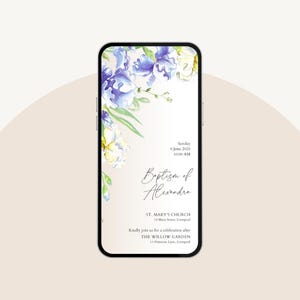 Invito digitale per comunione o cresima bimba – Fiore – WhatsApp e PDF Stampabile – Anche in italiano – Promemoria e ringraziamento inclusi