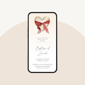 Invito digitale personalizzato battesimo bimbo/bimba – Cuore – WhatsApp e PDF Stampabile – Anche in Italiano– Promemoria e Grazie inclusi