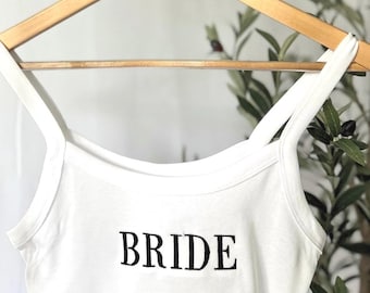 Embroidered Crop Tank Top: Personalized Bella+Canvas Bridal Tank
