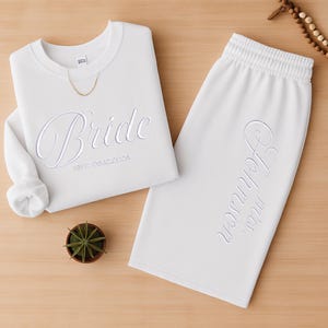 Embroidered Bride Sweatshirt & Joggers Set - Custom Bridal Gift