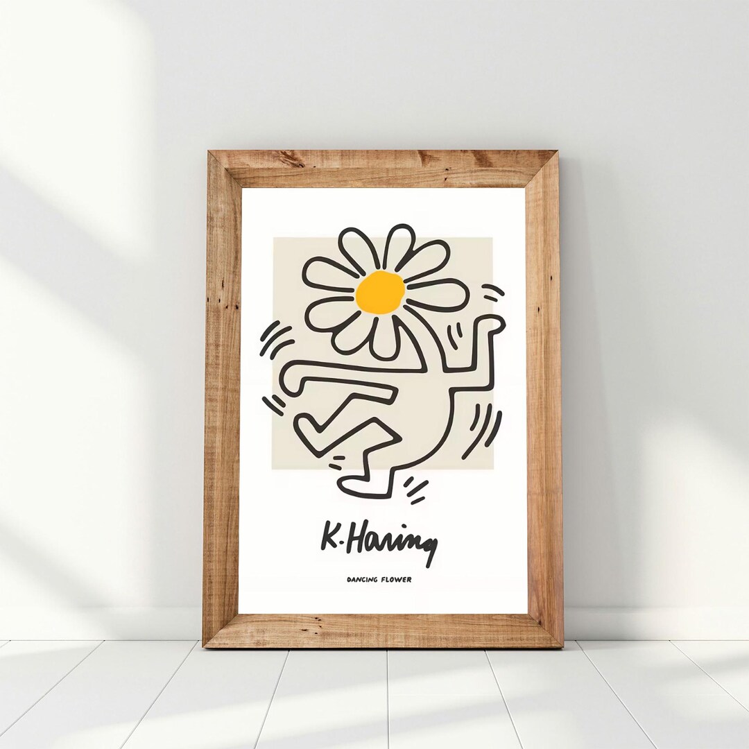 Keith Haring Dancing Flower Poster – Pop Art Print, Retro Street Art ...