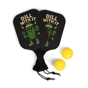 Zestaw paletek do pickleballa, zabawny sprzęt do pickleballa, zestaw do pickleballa Dill With It, prezent dla graczy w pickleballa, akcesoria sportowe na dzień gry