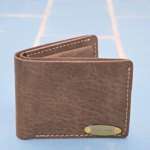 Handgefertigte Bi-fach Ledergeldbörse für Männer, Elova Bags, Vintage Braune Brieftasche aus echtem Rindsleder, schlanke rustikale Brieftasche, Geschenk für Ihn.