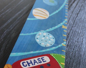 Growth Chart Wooden Growth Chart Ruler Height Chart Outer Space Planet Theme Nursery Wall Art Bedroom Decor Personalized Chart Free Shipping