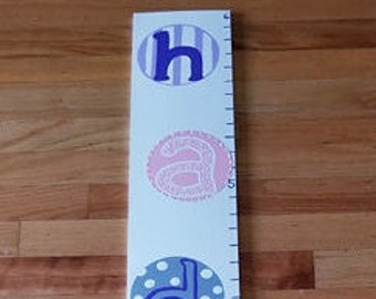 Growth Chart Wooden Growth Chart Ruler Height Chart Flower Name Theme Nursery Wall Art Bedroom Decor Personalized Chart Free Shipping