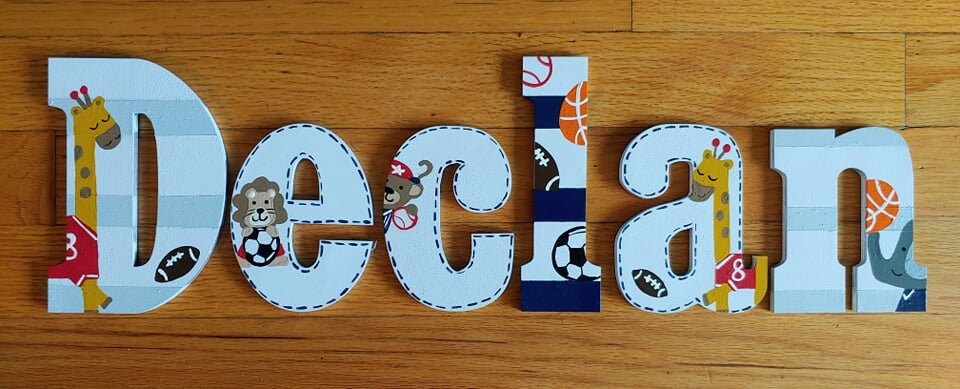 Nursery Letters Hand Painted Letters Animal Sports Theme | Etsy