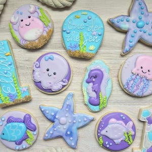 Ocean Girl Birthday Cookies | Under the Sea Sugar Cookies | Mermaid Beach Party Favors | Custom Girl Birthday Cookie Set