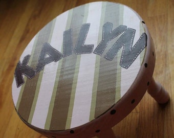 Kids Stool Sitting Stool Time Out Stool Toddler Stool Wooden Personalized Stool Play Stool Childrens Stool Plaid Theme Handmade