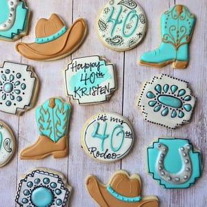 Rodeo Birthday Sugar Cookies | Cowboy Party Favors | Western Theme Custom Cookies | Wild West Birthday Treats