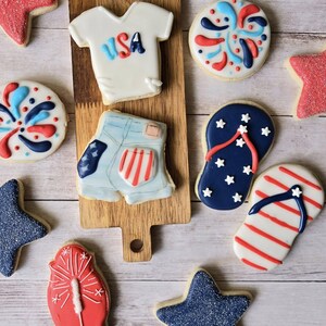 USA Summer Cookout Cookies | Patriotic BBQ Sugar Cookies | 4th of July Party Favors | Red White Blue Cookie Set