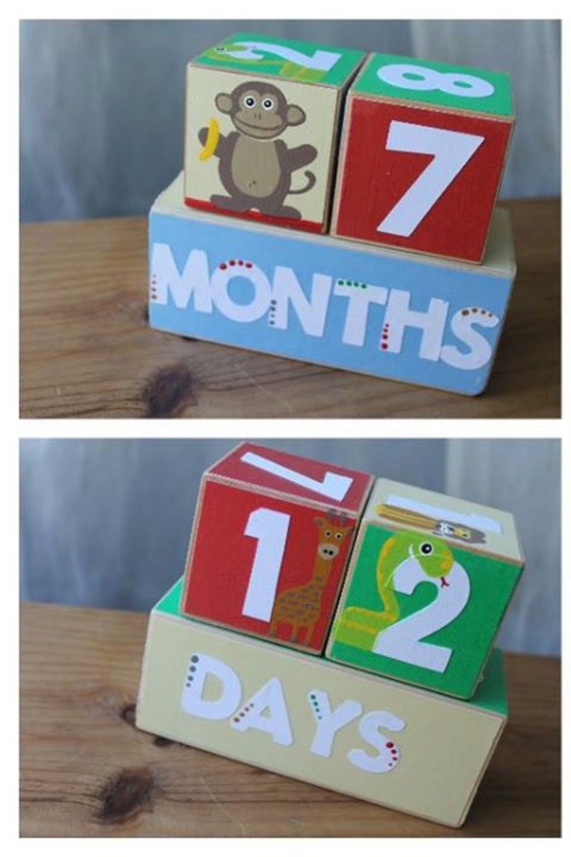 Baby Milestone Blocks Baby Age Blocks Baby Month Blocks Jungle Etsy