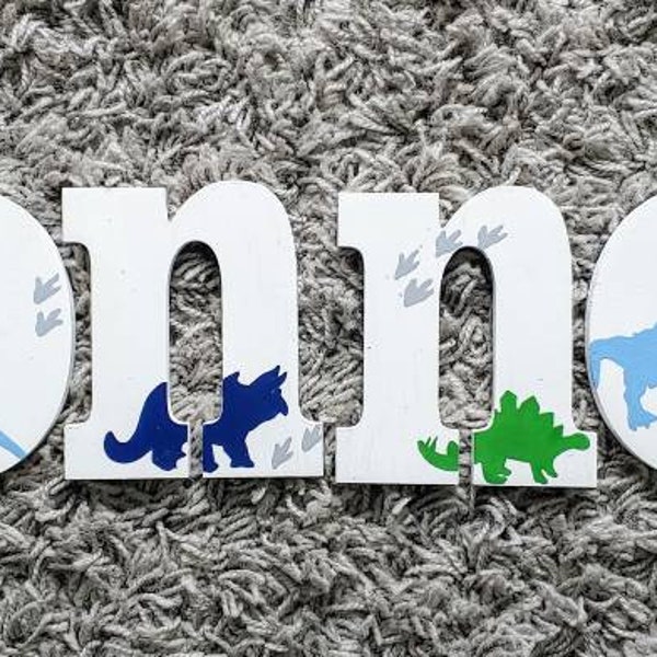 Baby Name Sign Custom Letters Dinosaurs Theme Cute Nursery Wall Art Personalized Boy’s Baby Shower First Birthday Baby Welcoming Gift