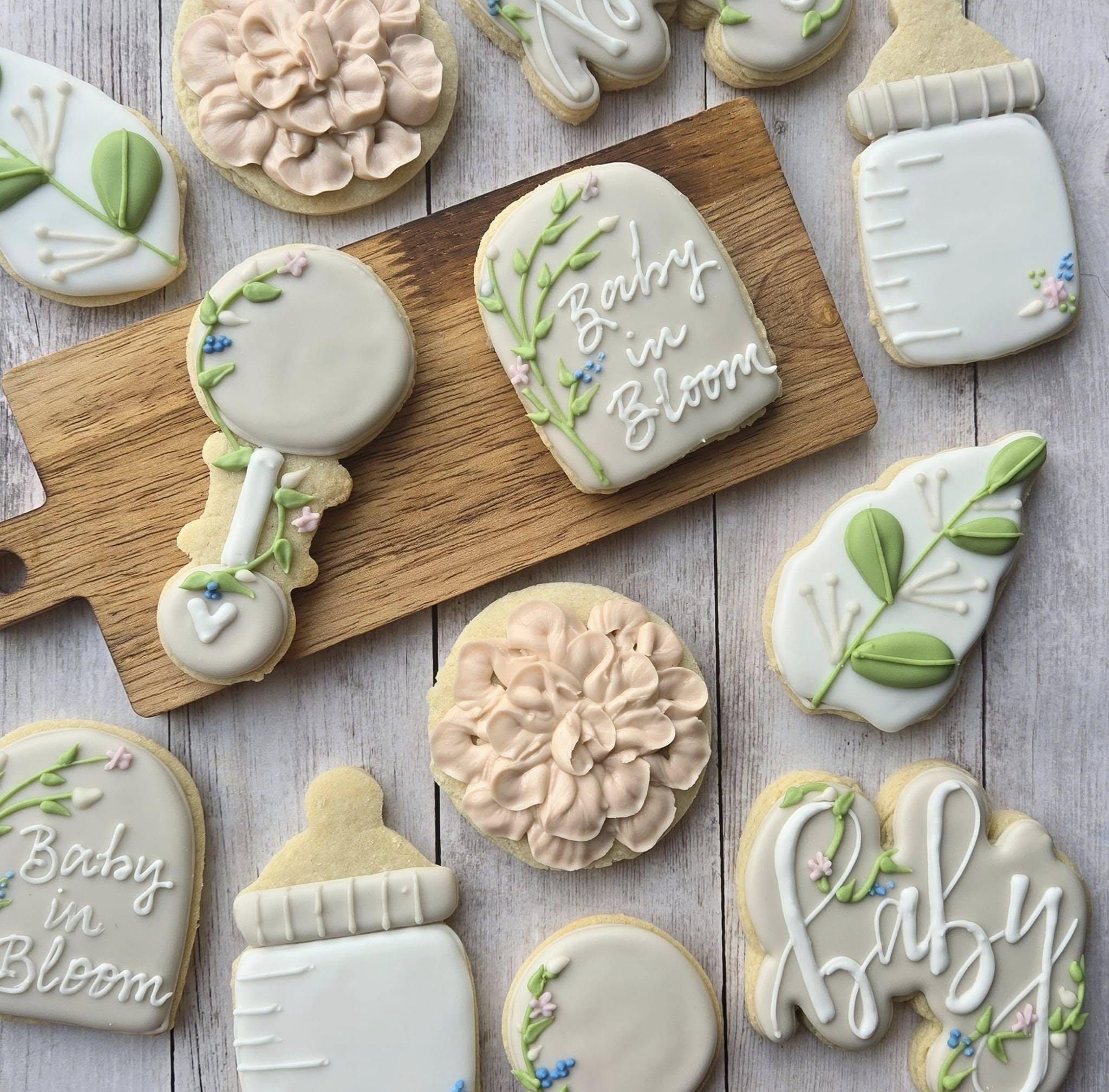 Baby in Bloom Baby Shower Cookies | Floral Baby Shower Favors | Pink Garden Theme Sugar Cookies | Custom Baby Shower Treats