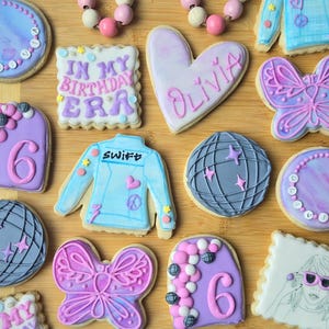 Girl Birthday Sugar Cookies | Custom Birthday Party Favors | Pink Themed Cookies for Girls | Age & Name Personalized Treats