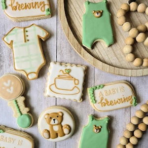 Teddy Bear Baby Shower Sugar Cookies | Newborn Baby Gift | Gender Reveal Cookies | Custom Bear Cookies