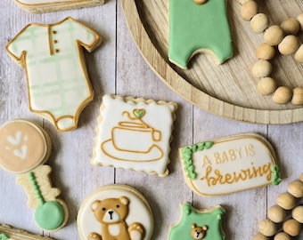 Teddy Bear Baby Shower Sugar Cookies | Newborn Baby Gift | Gender Reveal Cookies | Custom Bear Cookies