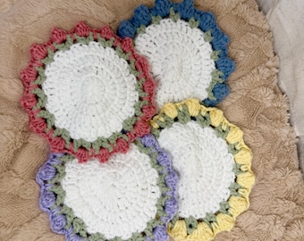 Crochet Flower Coasters| Foldable Bouquet| Handmade| Spring Home Decor