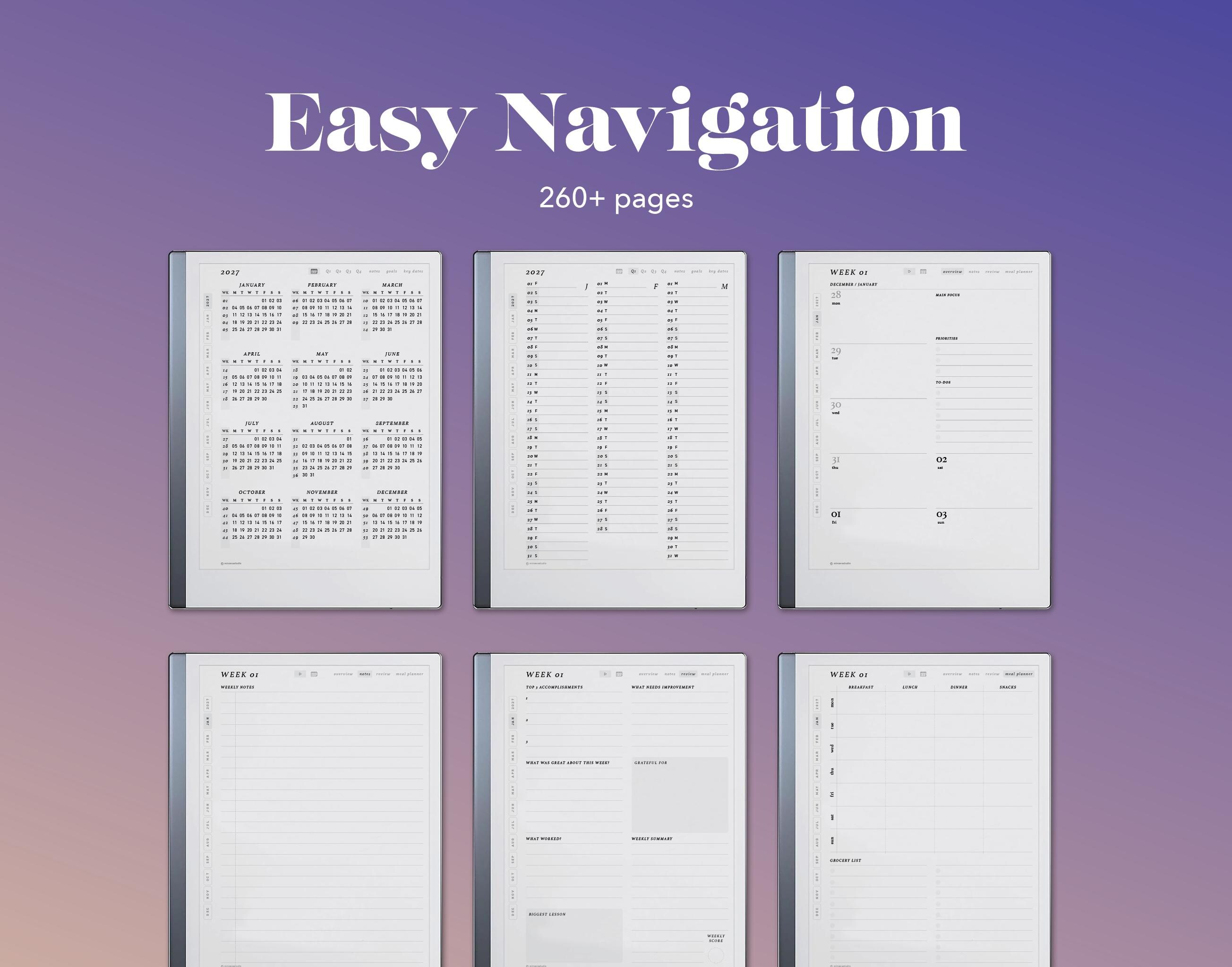 2027 Weekly Planner Template for Remarkable 2 | Monday Start ...