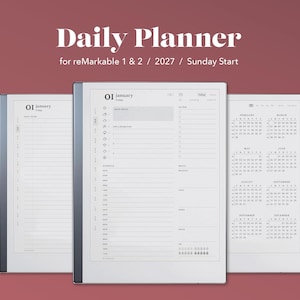 2027 Daily Planner Template for Remarkable 2 | Hyperlinked (PDF File