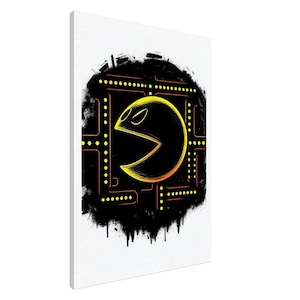 Retro Gaming Art Leinwand 71 x 102 cm - Pac Man Wanddekoration - Perfektes Geschenk für Gamer