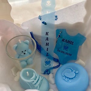 Coffret cadeau personnalisable "enfant bleu" (naissance, baptême, babyshower...)