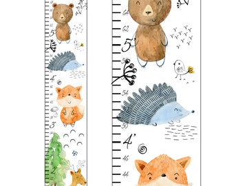 Woodland Personalized Growth Chart, Kids Growth Chart, Baby Shower Gift, Baby Growth Chart, Growth Chart, Kids Height Chart, Bear, Fox, Deer