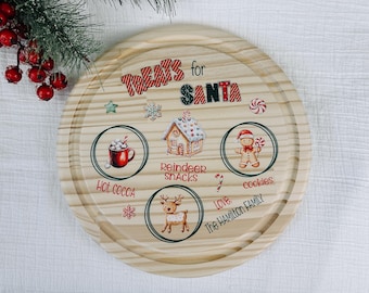 Wooden Santa Milk and Cookie Tray, Personalized Santa Tray, Christmas Eve Treat Tray, Santa Treat Tray, Santa Cookie Tray, Kids Christmas
