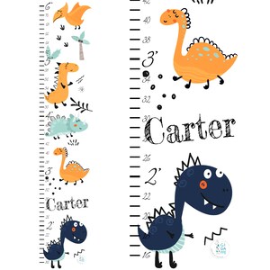 Personalized Dinosaur Growth Chart, Kids Growth Chart, Baby Shower Gift, Child&#39;s Growth Chart, Height Chart Ruler, Toddler Room Decor