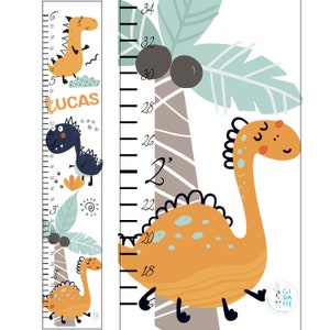 Personalized Dinosaur Growth Chart, Kids Growth Chart, Baby Shower Gift, Child&#39;s Growth Chart, Height Chart Ruler, Toddler Room Decor