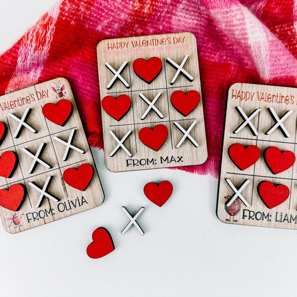 Tic Tac Toe Valentine, Valentine's Day For Class, Valentine's Day Gift For Kids, Personalized Valentine's Day Cards, Personalized Gift