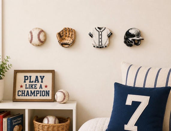 Nursery Wall Hooks Sport, Bathroom Hooks, Baseball Coat Hooks, Decorative Hooks, Sports Theme Nursery, Wall Hook, Baseball, Baby Shower Gift
