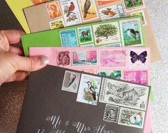 Vintage Stamps, Curated Vintage Stamp Set, Unused Vintage Stamps for Wedding, ONLY AVAILABLE to My Wedding Clients