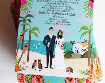 SAMPLE, Custom Wedding Portrait, Custom Wedding Invitations, Custom Couple Portrait, Illustrated Invite, Sample Print Only