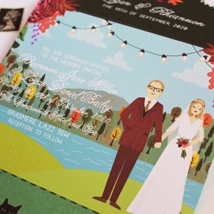 SAMPLE, Tri-Fold Wedding Invitation, Folded Wedding Invitations, Handmade Envelope, Personalized Portrait, Sample Print Only image 7