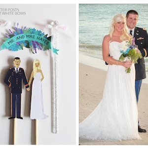 Handmade Custom Wedding Cake Topper, Couple Floral Banner, Personalized Wedding Portrait image 7