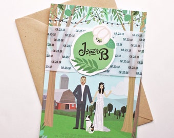 SAMPLE, Invite, Custom Illustrated Wedding Invitation, Personalized Portrait, Wedding Invite, Sample Print Only