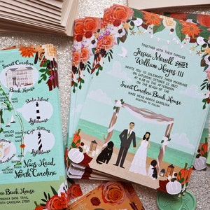 SAMPLE, Wedding Portrait, Wedding Invitations, Custom Couple Portrait, Custom Illustrated Wedding Invite, Sample Print Only immagine 8