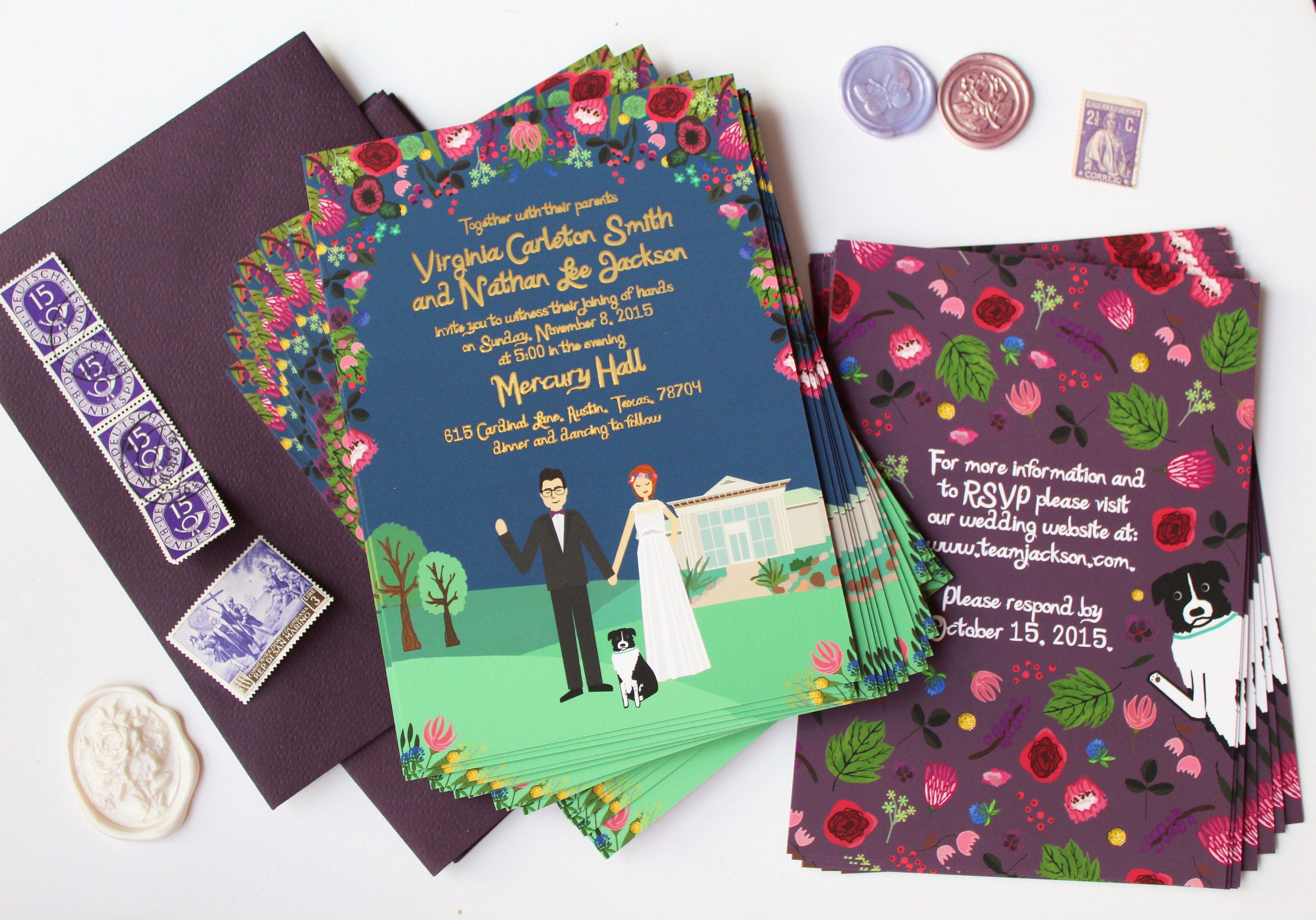 Invite Info. Card, Custom Illustrated Wedding Invitation, Personalized  Portrait, Invite and Info. Card, Prints OR Digital Files - Etsy