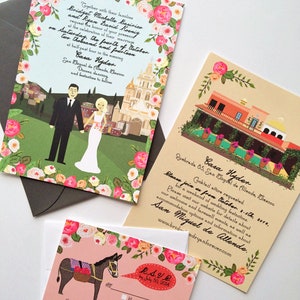 SAMPLE, Custom Invitation Suite, Custom Illustrated Invite, RSVP, and Map / Reception Card, Sample Print Only image 7