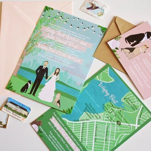 SAMPLE, Invite, RSVP, Map, Custom Invitation Suite, Illustrated ...
