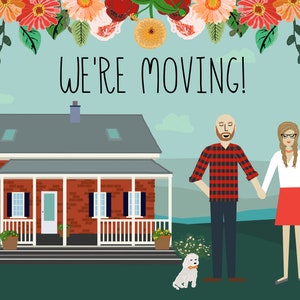 Moving Postcards with Custom House and Custom Family Custom Illustrated, Moving Announcement, New House Postcard, Prints OR Digital Files image 4