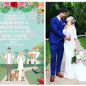 SAMPLE, Wedding Portrait, Wedding Invitations, Custom Couple Portrait, Custom Illustrated Wedding Invite, Sample Print Only image 5